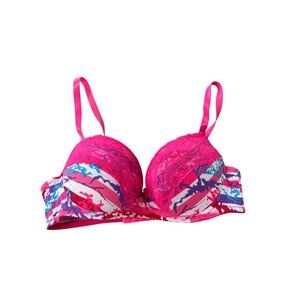 Push Up Bra Size 34C Lace Adjustable Straps Supportive Pink Multicolor Intimate